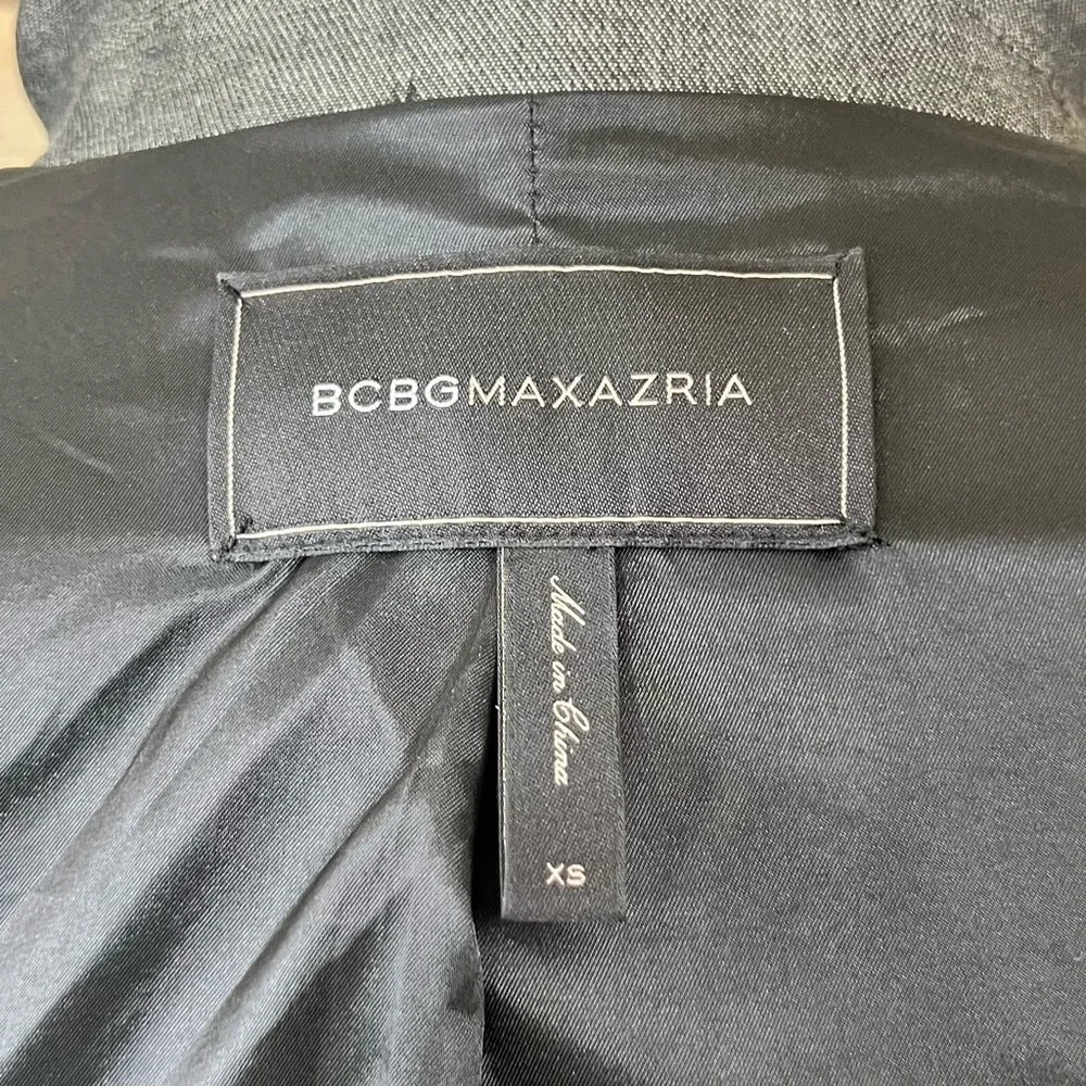 BCBGMAXAZRIA Womens Charcoal Gray Contrast Sleeve‎ Single Button Blazer Jacket